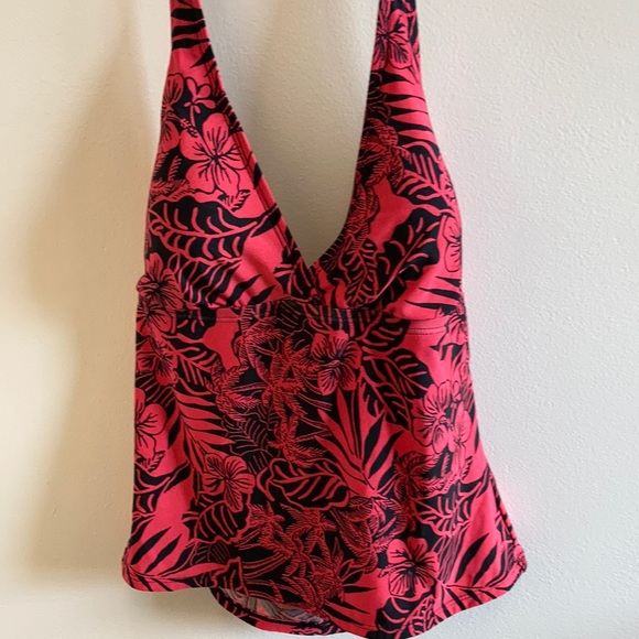 Hawaiian print floral halter bathing top - Picture 1 of 4